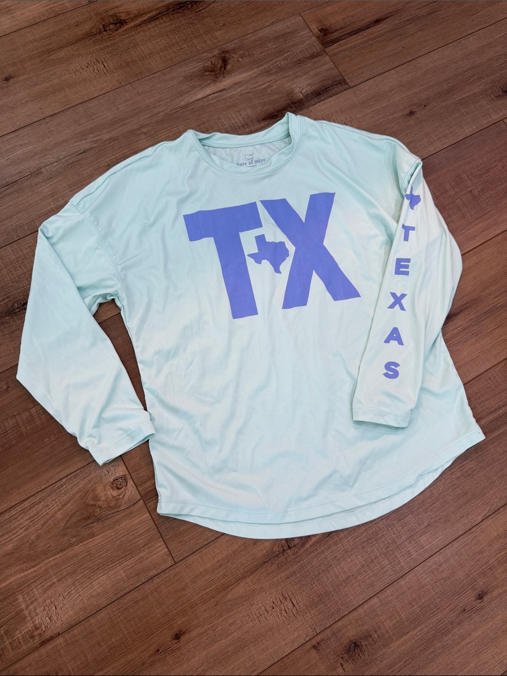 TX Texas Long Sleeve Tee - Light Mint with Purple Print